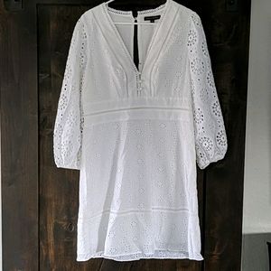 Banana Republic White Eyelet Puff Sleeve Mini Dres